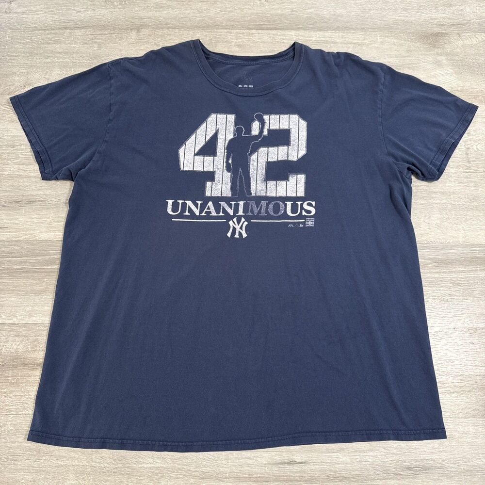 Mariano Rivera Shirt New York Yankees Men’s 2XL Majestic Blue 42 Unanimous